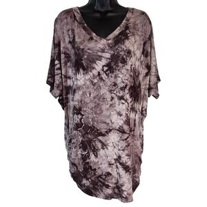 NWT Lock & Love Tie Dye‎ Tunic Top V Neck Dolman Sleeve Oversized XXXL